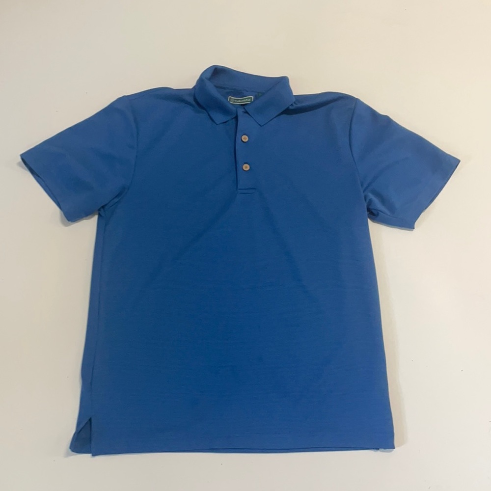 Cubavera men's blue short sleeve striped medium polo shirt